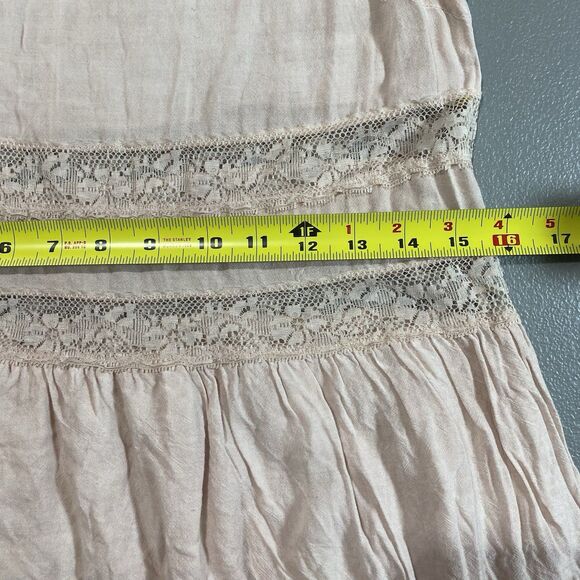 ENTRO Anthropologie Midi Dress Sleeveless Lace Ruffle Asymmetrical Womens M Pink - Picture 6 of 11